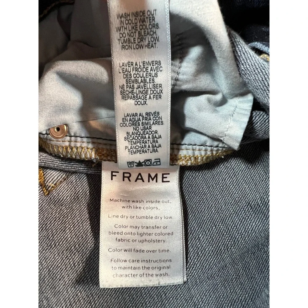 FRAME Le Garcon Crop Jeans Womens 28 Blue Distressed Slim‎ Boyfriend Stretch USA